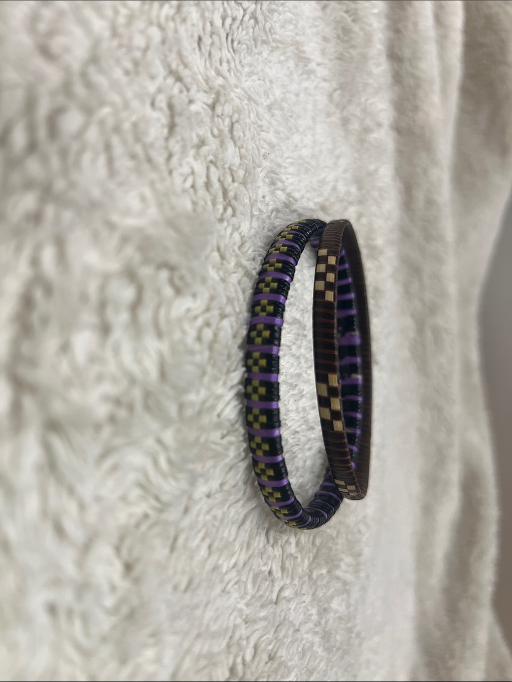 Set of Two Woven Purple and Brown Bangles